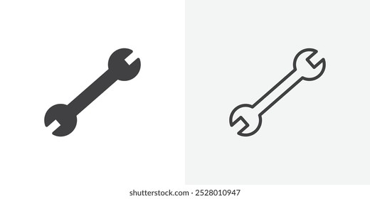 Wrench icon vector icon set in black and white color.