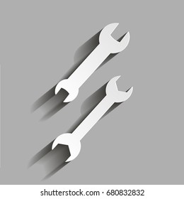 Wrench icon. Vector icon with shadow