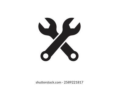 Wrench icon vector silhouette isolated in white background