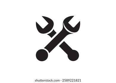 Wrench icon vector silhouette isolated in white background