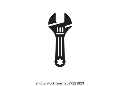 Wrench icon vector silhouette isolated in white background