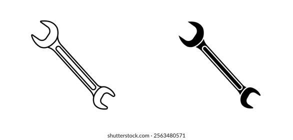 Wrench icons in outline and fill. vector illustration for ui.