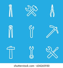 Wrench icons set. set of 9 wrench outline icons such as pliers