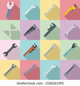 Wrench icons set. Flat set of wrench vector icons for web design