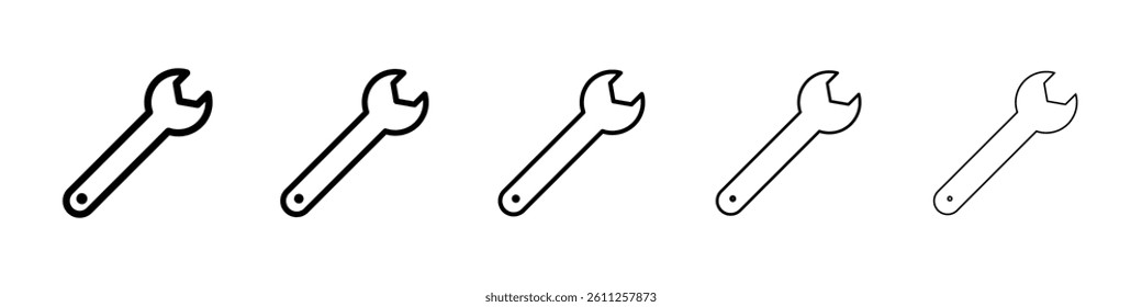 Wrench icons vector set in different stroke line style