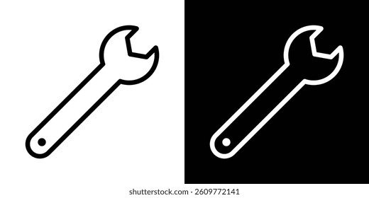 Wrench icons vector set in stroke line style