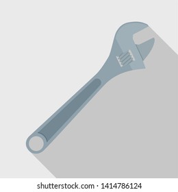 Wrench Illustration Isolated in White Background with Long Shadow