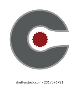 Wrench inside letter c logo design