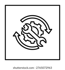 Wrench inside rotating gear mechanism icon