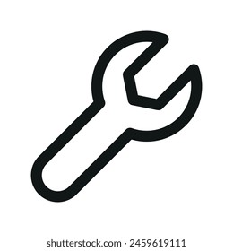 Wrench isolated icon, web site settings linear icon, repair system outline vector icon with editable stroke