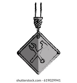 wrench key and hammer tool icon