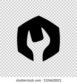 wrench key negative space in hexagon design vector
