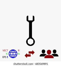 Wrench key sign icon, flat design best vector icon