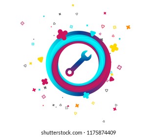 Wrench key sign icon. Service tool symbol. Colorful button with icon. Geometric elements. Vector