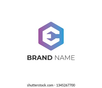 Wrench letter e logo template design