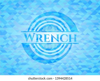 Wrench light blue emblem with mosaic background