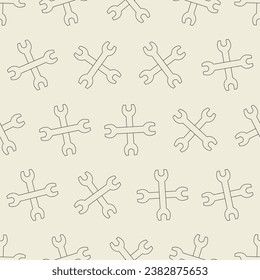 Wrench line art seamless pattern. Suitable for backgrounds, wallpapers, fabrics, textiles, wrapping papers, printed materials, and many more.