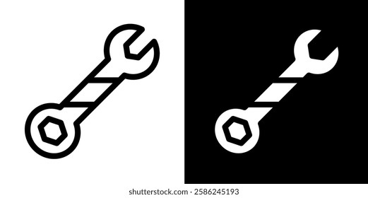 wrench line and glyph icon, outline and glyph vector sign, linear and glyph style pictogram isolated on white and black. labour symbol, logo, icon, illustration