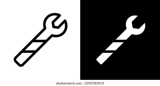 wrench line and glyph icon, outline and glyph vector sign, linear and glyph style pictogram isolated on white and black. labour symbol, logo, icon, illustration