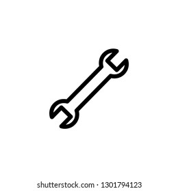 Wrench Line Icon In Flat Style For App, UI, Websites. Black Spanner Icon Vector Illustration.