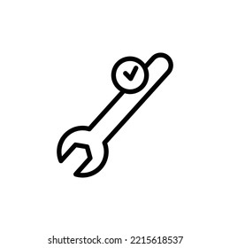 Wrench line icon illustration with check mark. suitable for complete repair icon. icon illustration related repair, maintenance. Simple vector design editable