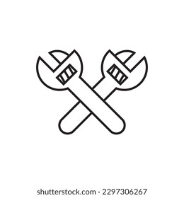 Wrench line icon, logo vector