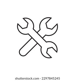 Wrench line icon, logo vector