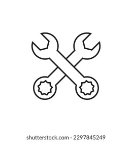 Wrench line icon, logo vector