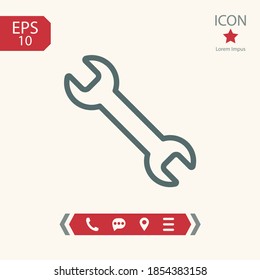 wrench line icon, outline vector illustration.
