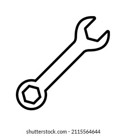 Icono de línea de llave, logo del contorno del vector de reparación aislado en fondo blanco
