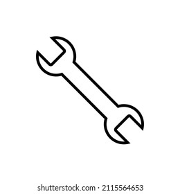 Icono de línea de llave, logo del contorno del vector de reparación aislado en fondo blanco