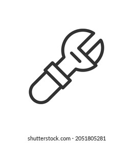 Wrench line icon, sign or symbol. Premium pictogram in trendy outline style. Wrench pixel perfect vector icon isolated on a white background. 