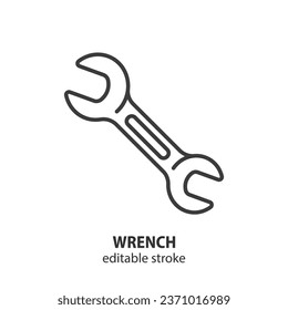 Wrench line icon. Tool vector illustration. Editable stroke.