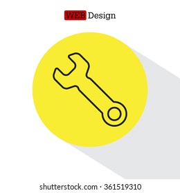 wrench line icon , vector illustration