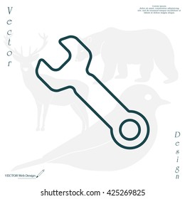 wrench line icon , vector illustration