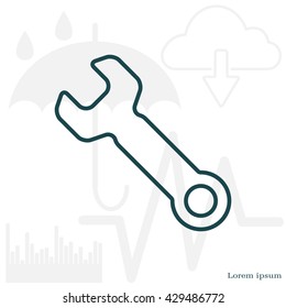 wrench line icon , vector illustration