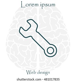 wrench line icon , vector illustration