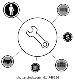 wrench line icon, vector illustration