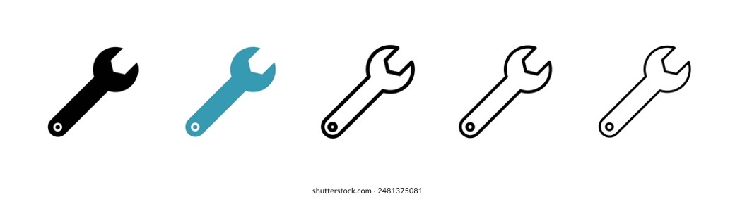 Wrench line icon vector set.