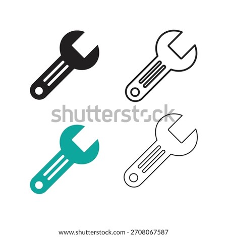 Wrench Line Icon Vector Set – Editable EPS Tools Pack,Tool Wrench Line Icons Collection – Minimal Vector Set