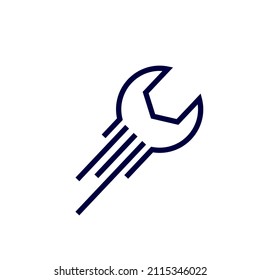 wrench line modern shape logo design, vector graphic symbol icon sign illustration