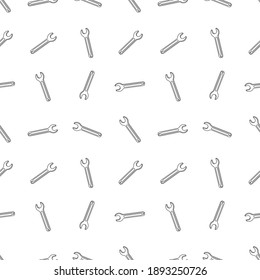 Wrench line. Seamless pattern. A beautiful new shiny all-round tool for garages and the home. Vector illustrations for all websites and companies that are engaged in car restoration and repair.