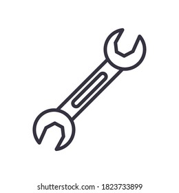 wrench line style icon design of Construction working maintenance workshop repairing progress labor and industrial theme Vector illustration
