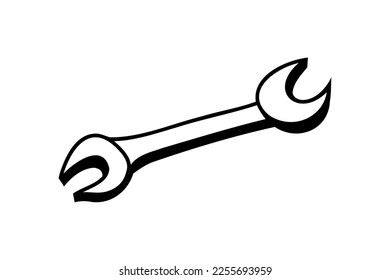 Wrench linear had drawn doodle collection, household tools icon