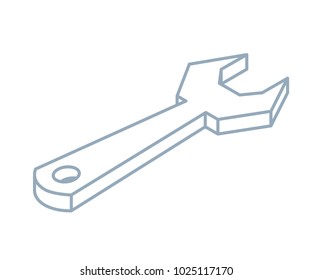 Wrench linear isometric icon