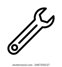Wrench linear logo mark in black and white