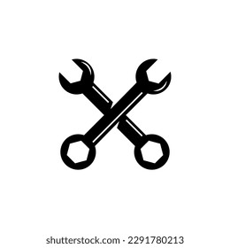 wrench logo black and white for engineering, vector illustrator