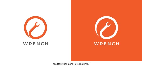 Wrench Logo Concept icon sign symbol Design Line Art Style. Auto, Car, Construction, Repair Service Logotype. Vector illustration logo template