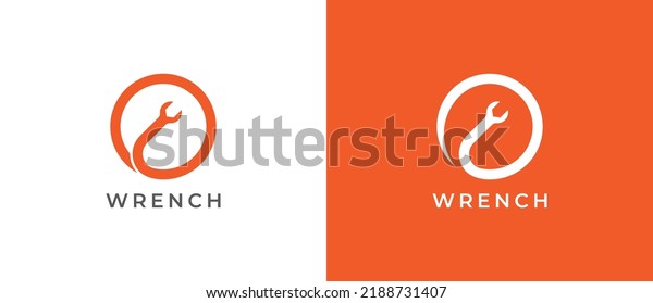 Wrench Logo Concept icon sign symbol Design Line\
Art Style. Auto, Car, Construction, Repair Service Logotype. Vector\
illustration logo\
template