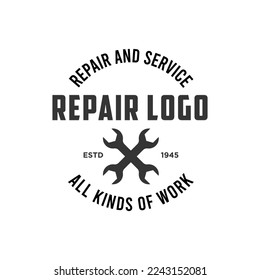 Wrench logo design template for repair service company. Repair logo vector illustration